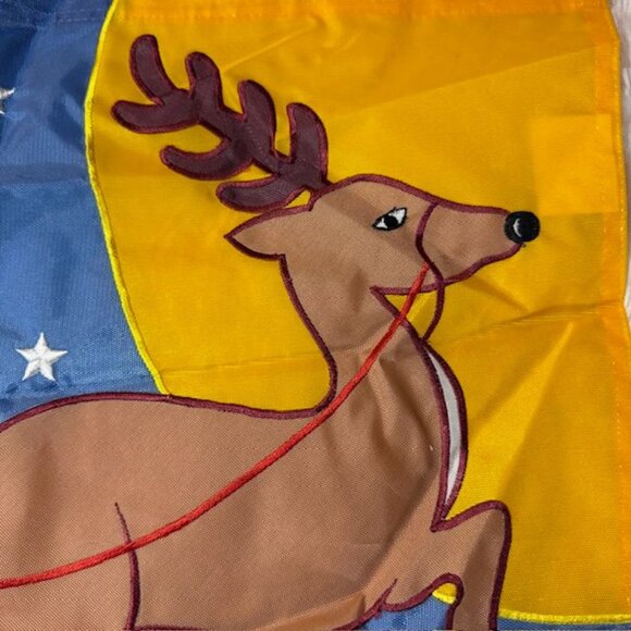 Set of 2 Jetmax Interntl Poinsettia & Reindeer Christmas Nylon Christmas Flags - Picture 9 of 13